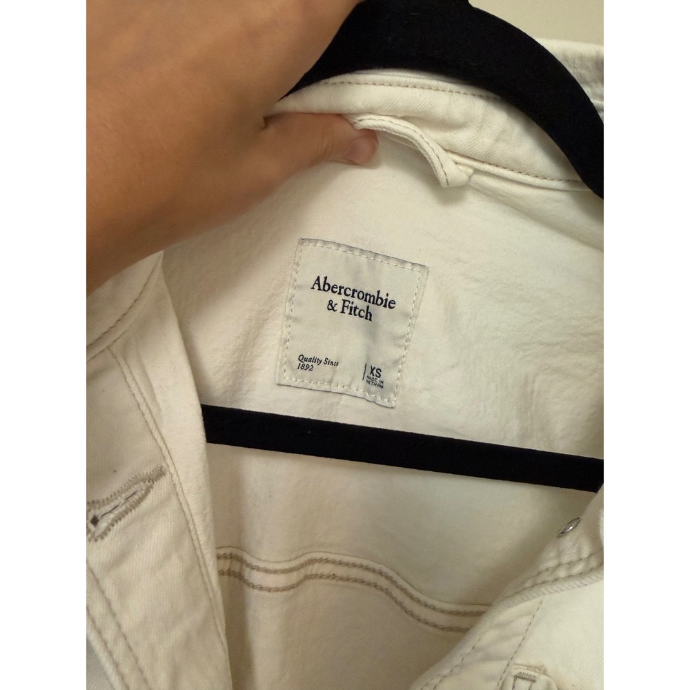 Abercrombie & Fitch Cream Denim Shirt Jacket Shacket Off-White XS - Picture 4 of 9